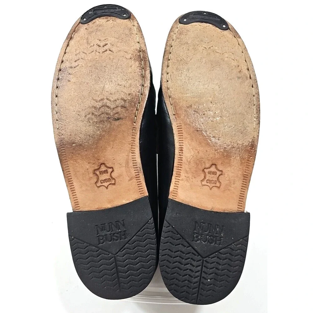 Nunn Bush Black/Brown Genuine Leather Upper Loafers Men's Shoes 9.5 W Slip on.